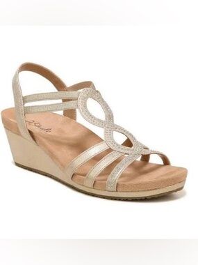 Life stride silver mesmerize wedge dressy sandals new 9 m